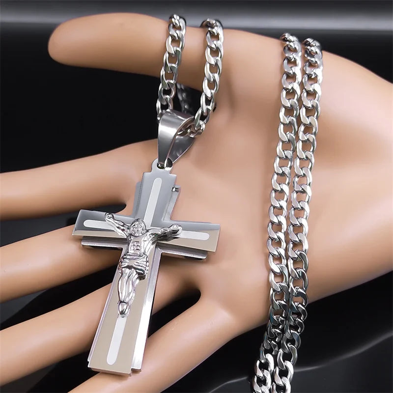 Jesus Cross Necklace – Stainless Steel