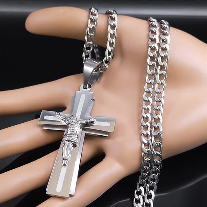 Jesus Cross Necklace – Stainless Steel