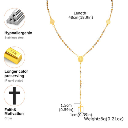 St. Benedict Rosary Necklace – Stainless Steel