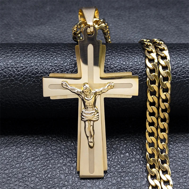 Jesus Cross Necklace – Stainless Steel