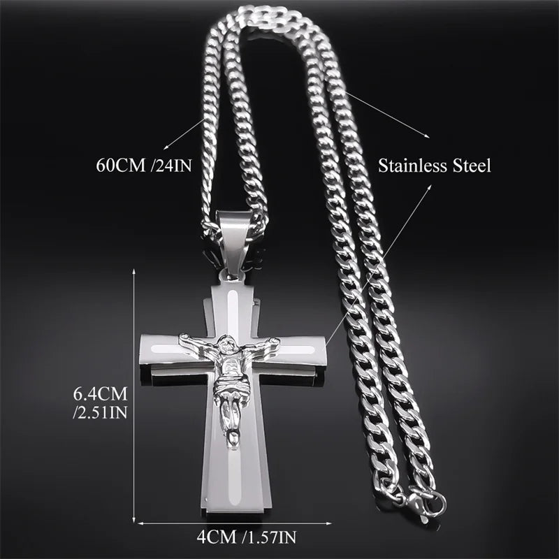 Jesus Cross Necklace – Stainless Steel