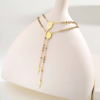 St. Benedict Rosary Necklace – Stainless Steel