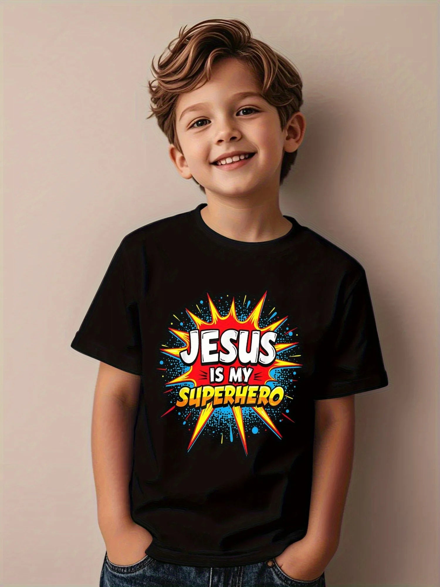 Jesus superhero kids tee