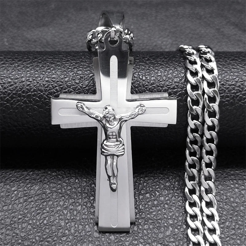 Jesus Cross Necklace – Stainless Steel