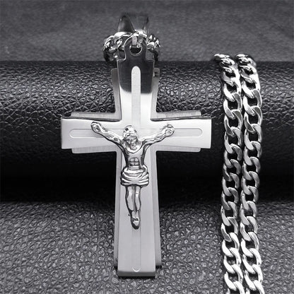 Jesus Cross Necklace – Stainless Steel
