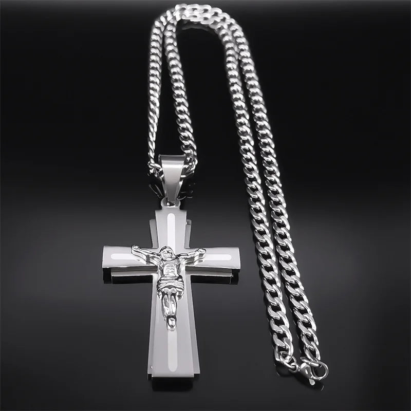 Jesus Cross Necklace – Stainless Steel