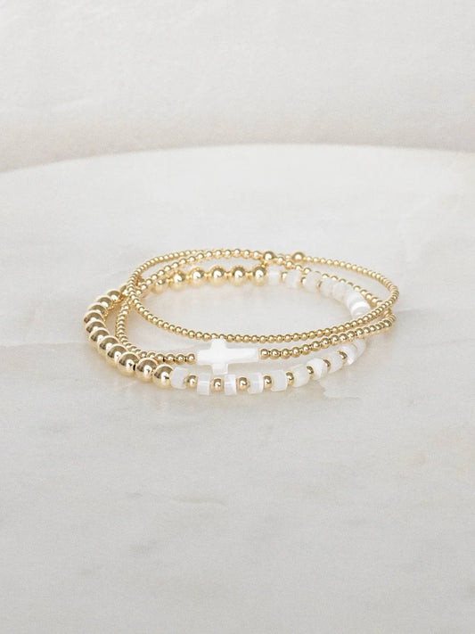 18K Gold Cross Bead Bracelet – Vlen