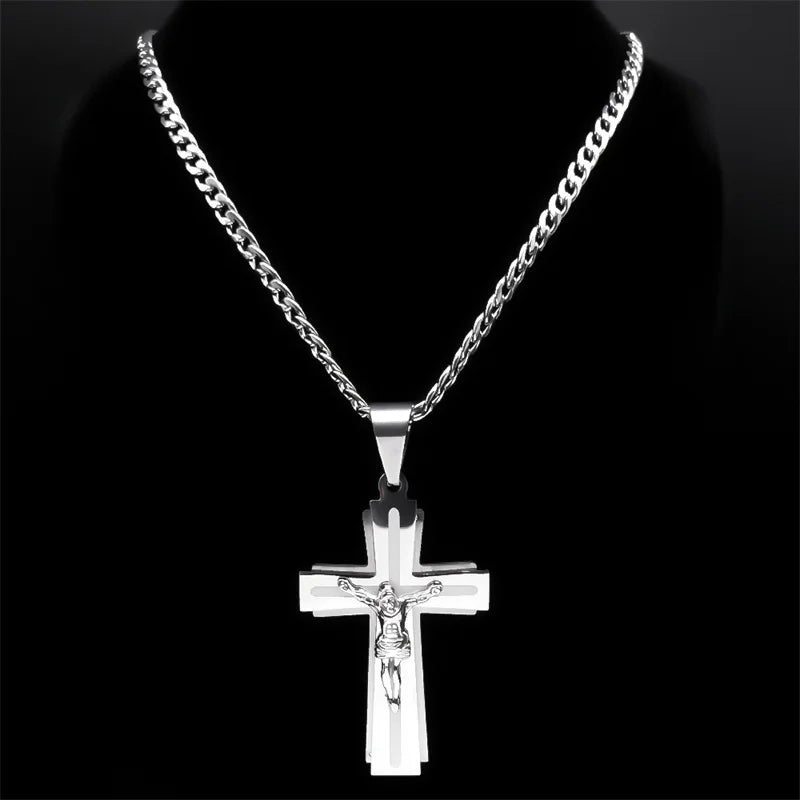 Jesus Cross Necklace – Stainless Steel